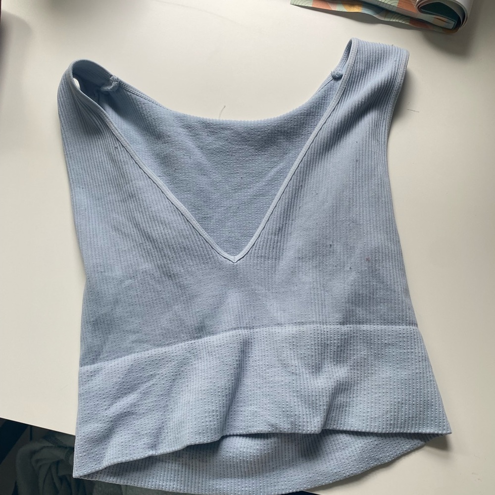blue one size fits all ribbed crop top